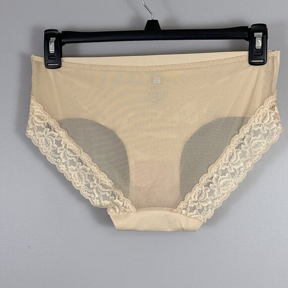 Essential Bodywear Panties EBW Plus Size 1X Beige Sheer Lace Mesh Back Panty - Picture 3 of 5